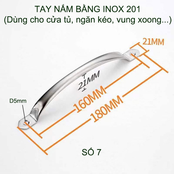 Bộ 2 Tay nắm cánh cửa tủ, ngăn kéo bàn, vung xoong bằng ống inox 201 tròn dập