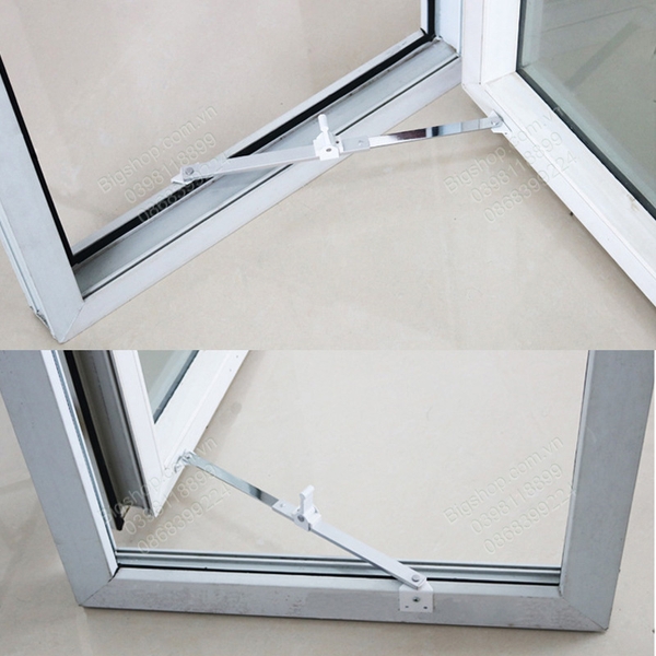 Thanh giữ cố định cánh cửa sổ bằng hợp kim giúp tránh bị gió thổi mạnh làm vỡ cửa