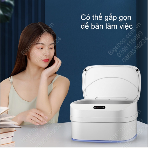 Thùng rác cảm biến thông minh gấp gọn, tự động đóng mở nắp, dung tích từ 8-17.5 lít