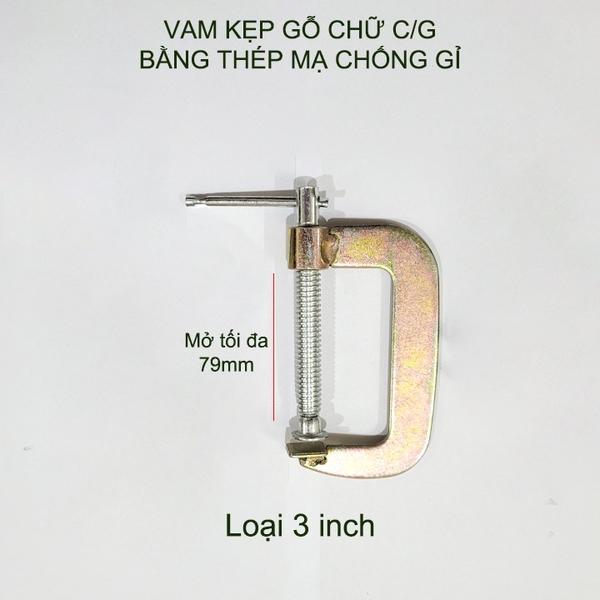 Vam cảo chữ C kẹp gỗ đa năng bằng thép mạ chống gỉ