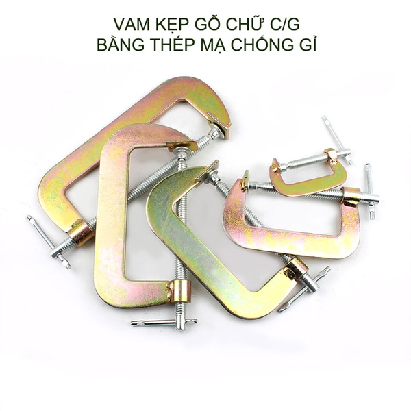Vam cảo chữ C kẹp gỗ đa năng bằng thép mạ chống gỉ