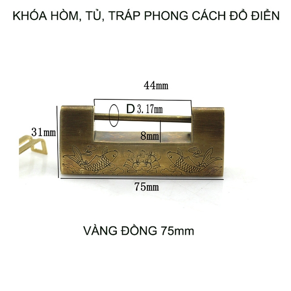 Khóa hòm tủ tráp phong cách cổ điển, bằng hợp kim