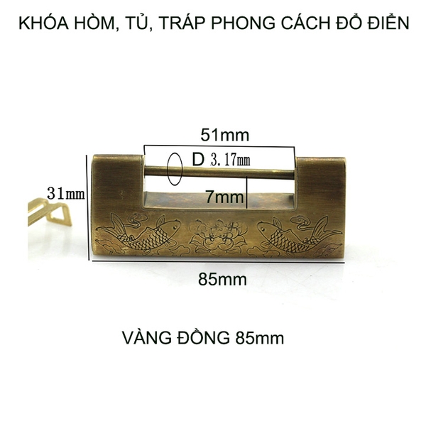 Khóa hòm tủ tráp phong cách cổ điển, bằng hợp kim
