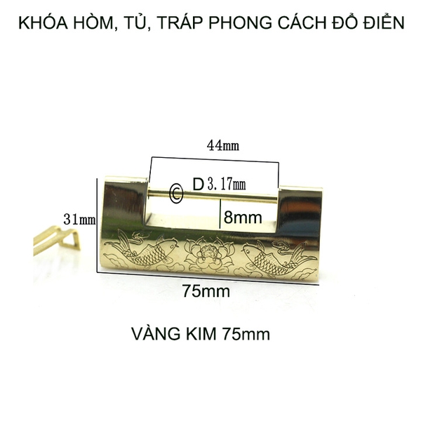 Khóa hòm tủ tráp phong cách cổ điển, bằng hợp kim