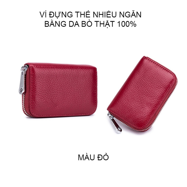 Ví đựng thẻ nhiều ngăn CL7129 bằng da bò thật