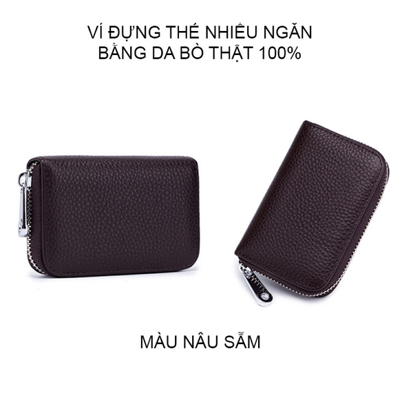 Ví đựng thẻ nhiều ngăn CL7129 bằng da bò thật