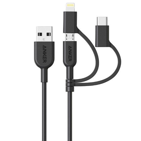 Cáp 3 in 1 ANKER Powerline II 0.9m (Lightning - USB-C - Micro USB) - A8436