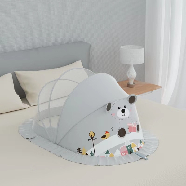 Mùng chụp gấp gọn tròn- xám hình