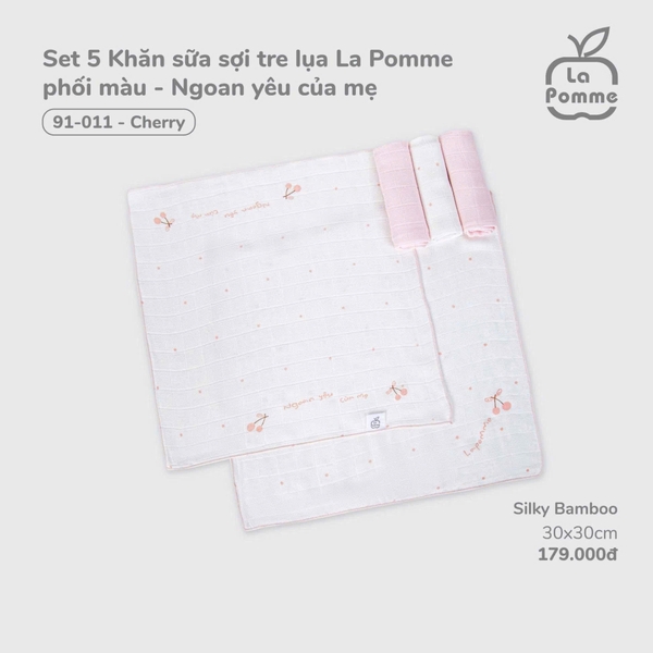 Set 5 Khăn sữa sợi tre lụa La Pomme phối màu