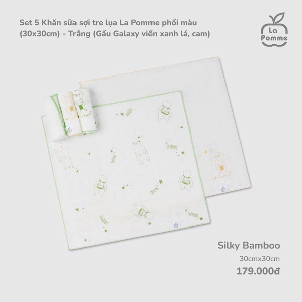 Set 5 Khăn sữa sợi tre lụa La Pomme phối màu