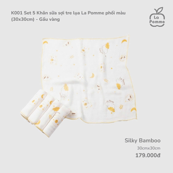 Set 5 Khăn sữa sợi tre lụa La Pomme phối màu