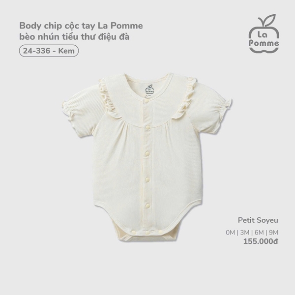 Body chip cộc tay La Pomme bèo nhún tiểu thư điệu đà -0M Kem