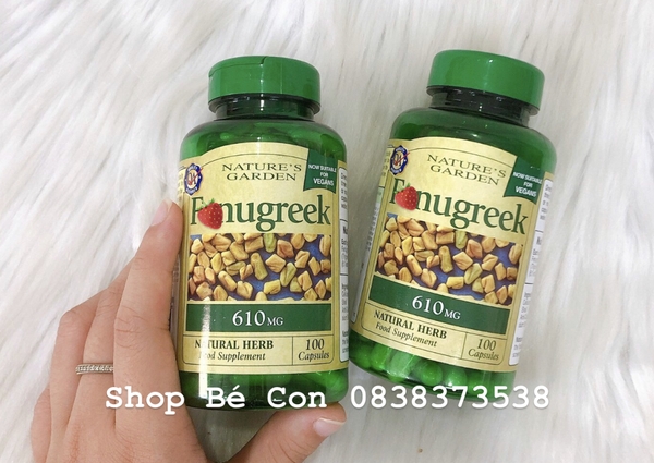 Cỏ lợi sữa Fenugreek 610mg Nature’s Garden UK