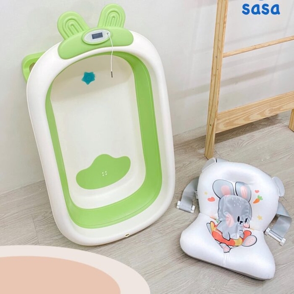 Thau tắm gấp gọn tặng kèm phao bơi Honper 2023- Xanh lá