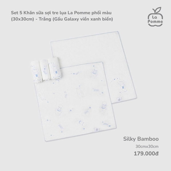 Set 5 Khăn sữa sợi tre lụa La Pomme phối màu