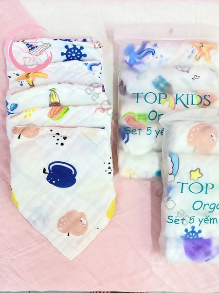 Set 5 yếm xô muslin 6 lớp