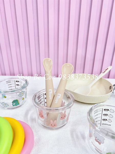 Set 2 thìa silicon ăn dặm theo giai đoạn có hộp Misan