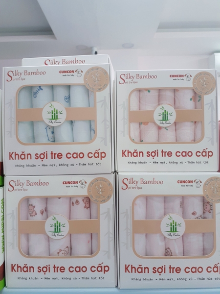 Set 5 khăn sữa sợi tre 4 lớp Cún Con