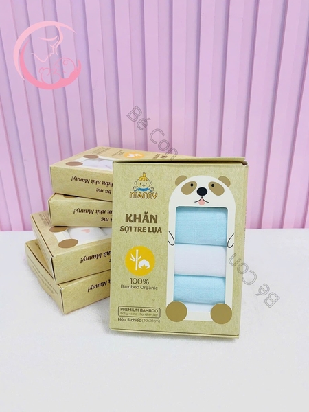 Hộp 5 khăn lụa sợi tre Manny