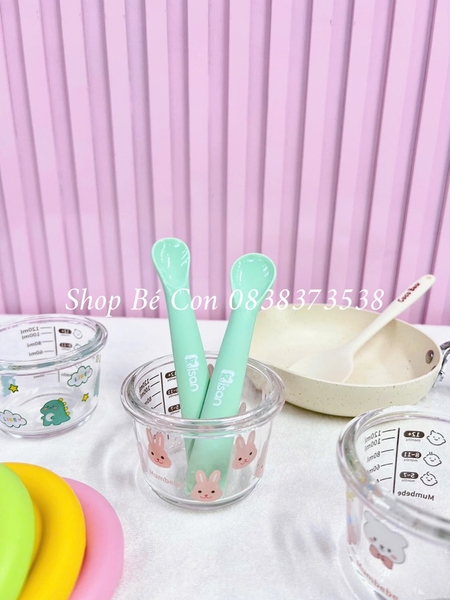 Set 2 thìa silicon ăn dặm theo giai đoạn có hộp Misan