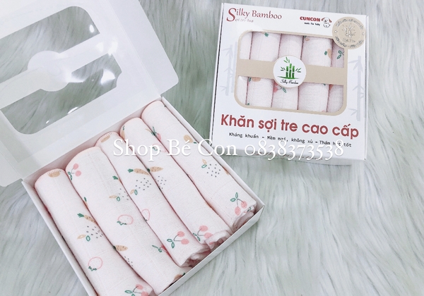 Set 5 khăn sữa sợi tre 4 lớp Cún Con