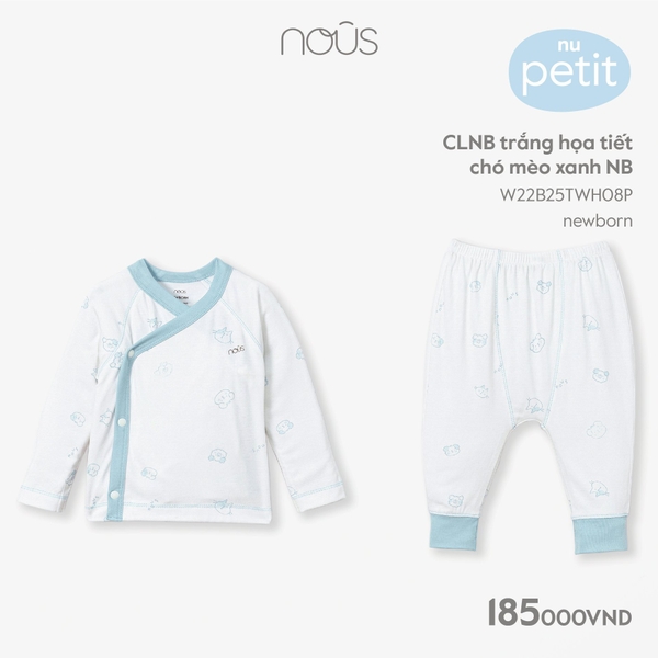 CLNB trắng hoạ tiết chó mèo xanh NB