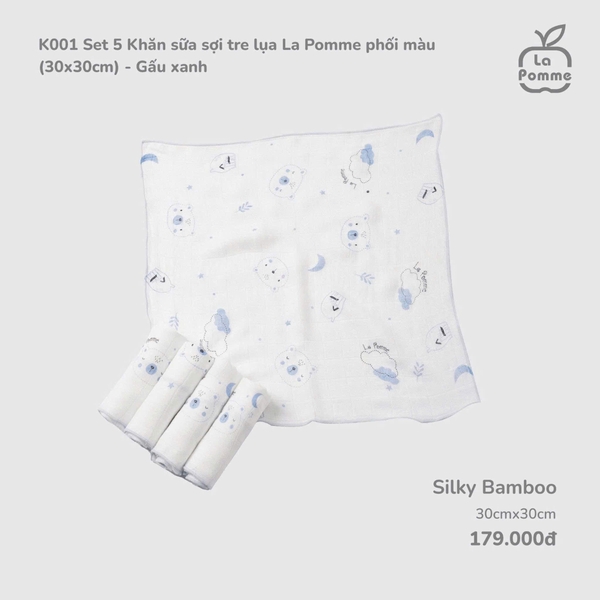 Set 5 Khăn sữa sợi tre lụa La Pomme phối màu