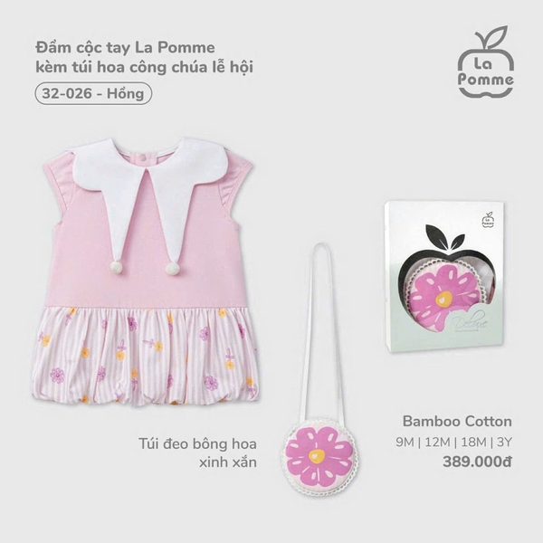 Đầm cộc tay La Pomme kèm túi hoa công chúa lễ hội