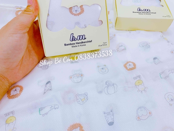 Set 5 khăn sữa sợi tre B&M Hàn Quốc