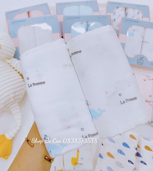Set 2 khăn đa năng sợi tre lụa La Pome- 75x75cm Pink Sheep