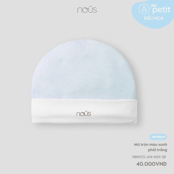 Mũ tròn màu xanh phối trắng NB