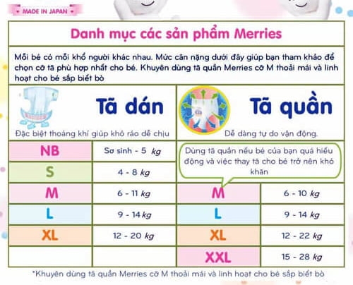 Tã quần Merries size M