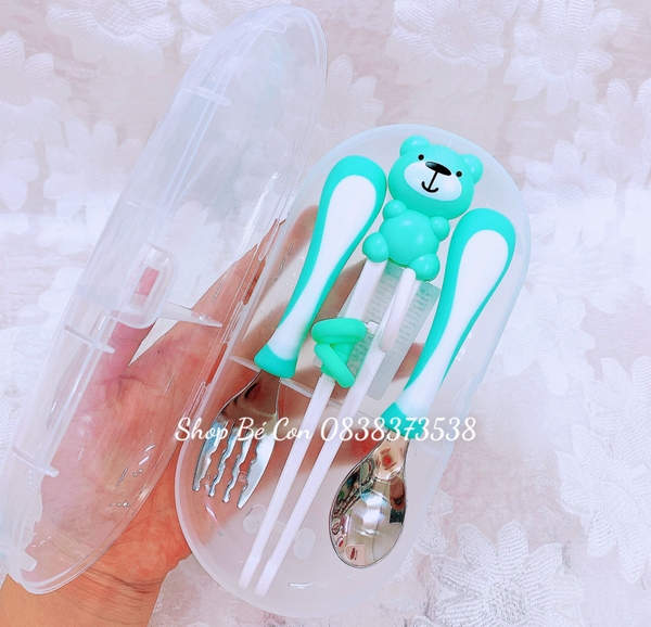 Bộ thìa muỗng nĩa đũa hình gấu