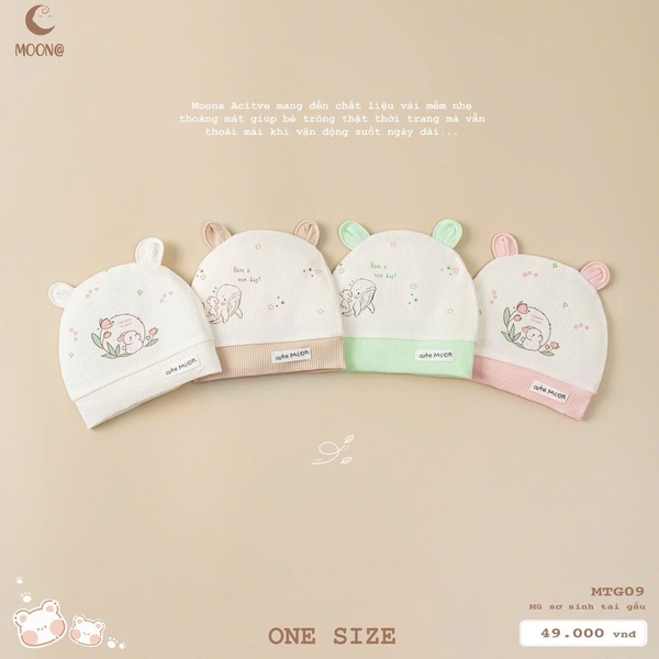 Mũ sơ sinh tai gấu MTG09