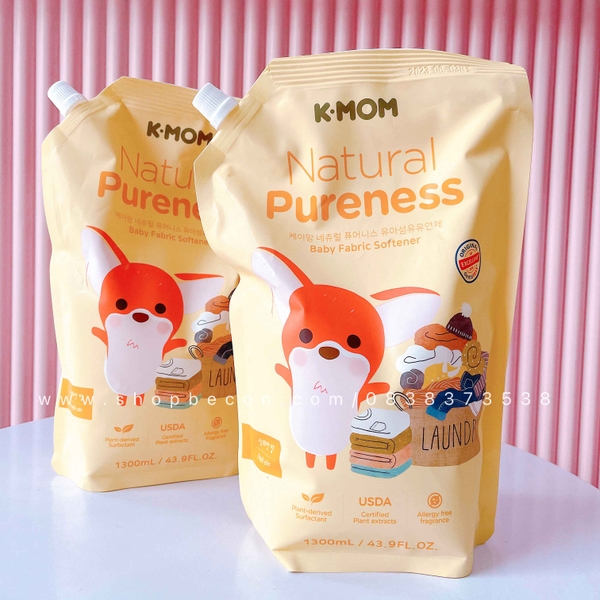 Nước xả vải sơ sinh chiết xuất thảo mộc tự nhiên K- Mom Hàn Quốc dạng túi 1300ml