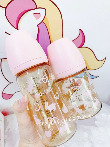 Bình sữa Moyuum hoạ tiết thỏ hồng
