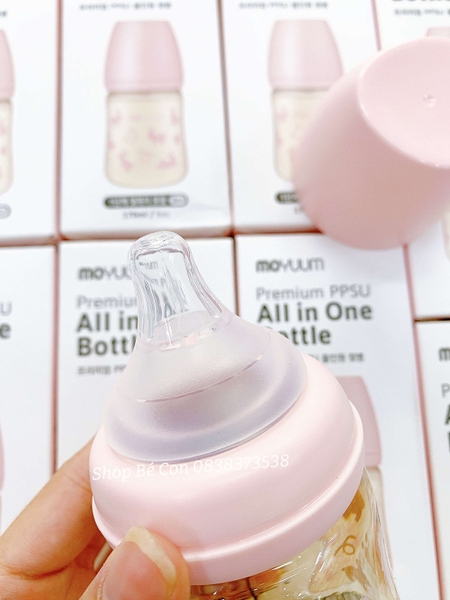Bình sữa Moyuum hoạ tiết thỏ hồng