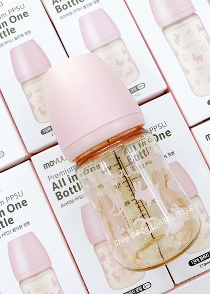 Bình sữa Moyuum hoạ tiết thỏ hồng