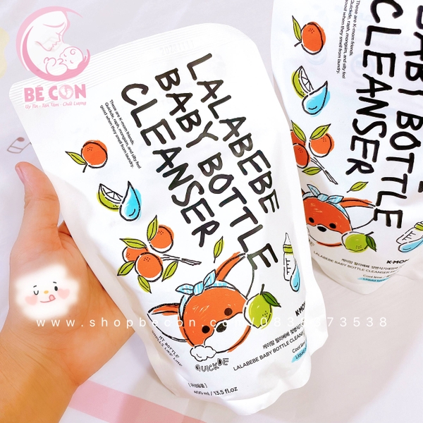 Gel rửa bình thuần chay Lalabebe K-Mom Hàn Quốc túi 400ml