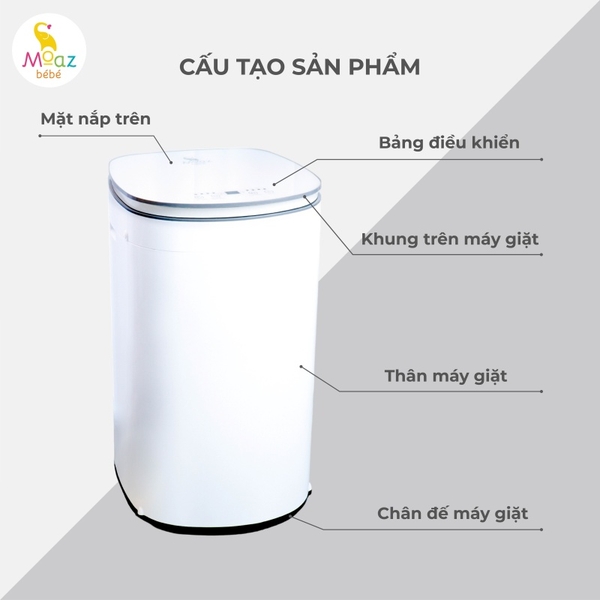 Máy giặt quần áo kèm sấy khô cho bé Moaz BéBé MB - 068 Plus