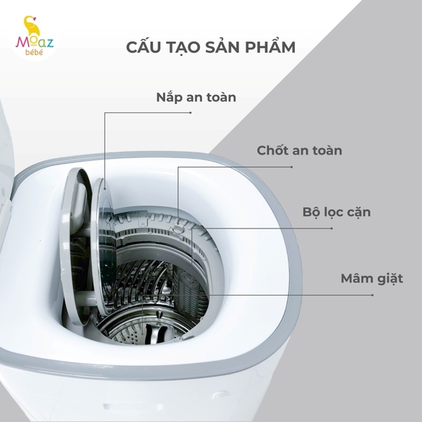 Máy giặt quần áo kèm sấy khô cho bé Moaz BéBé MB - 068 Plus
