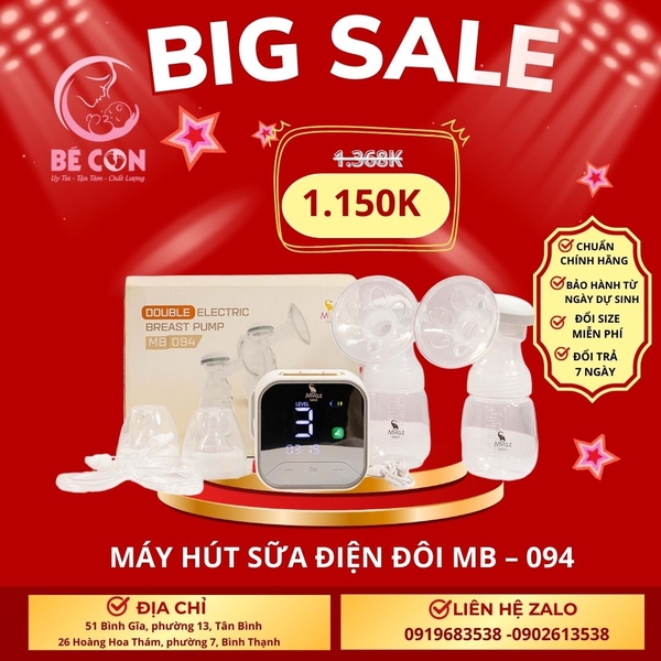 Máy hút sữa điện đôi Moaz BéBé MB – 094