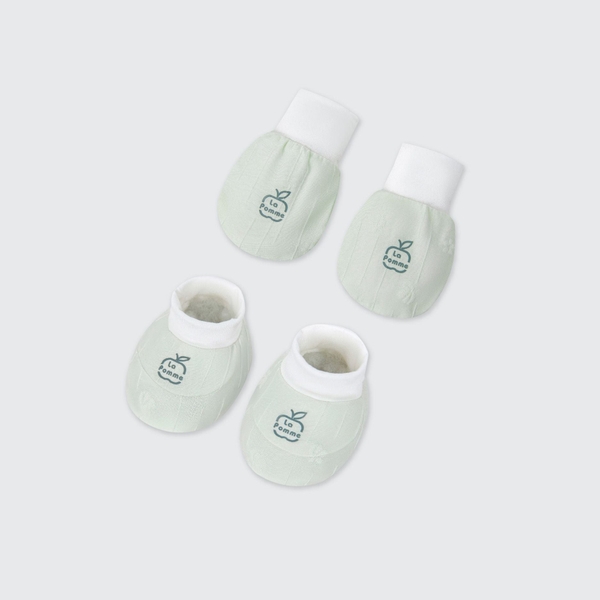 Set bao tay chân sơ sinh La Pomme Happy Friend-xanh mint