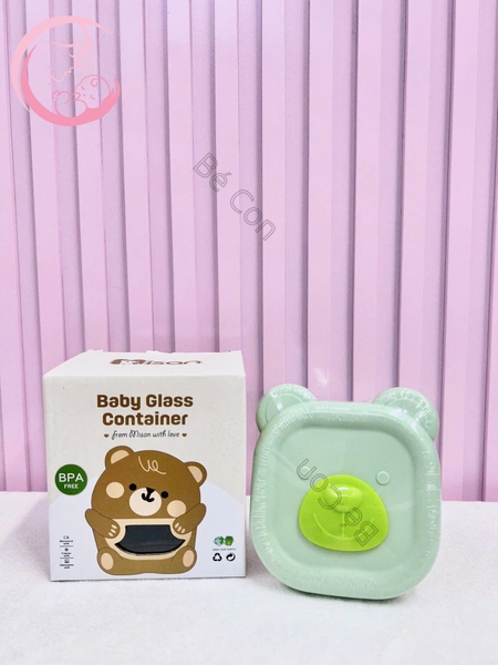 Set 3 hộp trữ thủy tinh gấu Misan hình vuông chia vạch 200ml