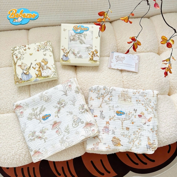 Khăn tắm Muslin 2 lớp hoạ tiết cổ tích