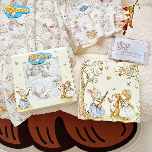 Khăn tắm Muslin 2 lớp hoạ tiết cổ tích