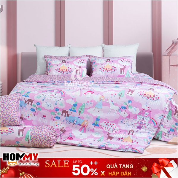 Mẫu Chăn Ga Gối Hanvico Blue Sky DLP192 vải cotton cao cấp (bán lẻ)