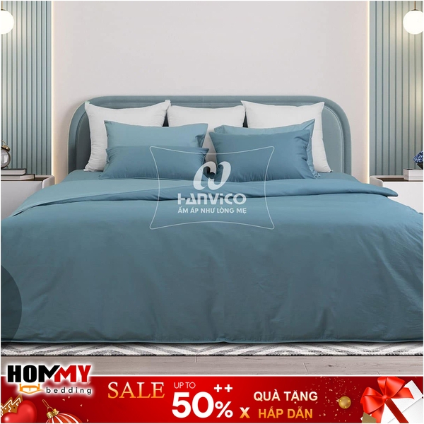 Bộ Chăn Ga Gối Hanvico Living LV39 vải cotton cao cấp