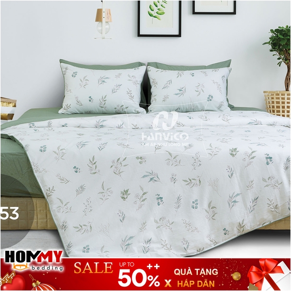 Bộ Chăn Ga Gối Hanvico Living LV53 vải cotton cao cấp