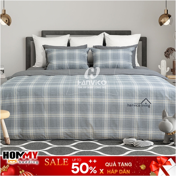 Bộ Chăn Ga Gối Hanvico Living LV19 vải cotton cao cấp
